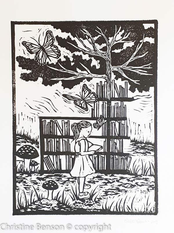 "Everything Is Wonderful" children's book linocut illustration 08